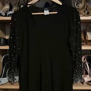 Black long dress with rinstone sleeves